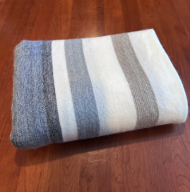 Alpaca Softie - cream with periwinkle blue, dark grey & gold